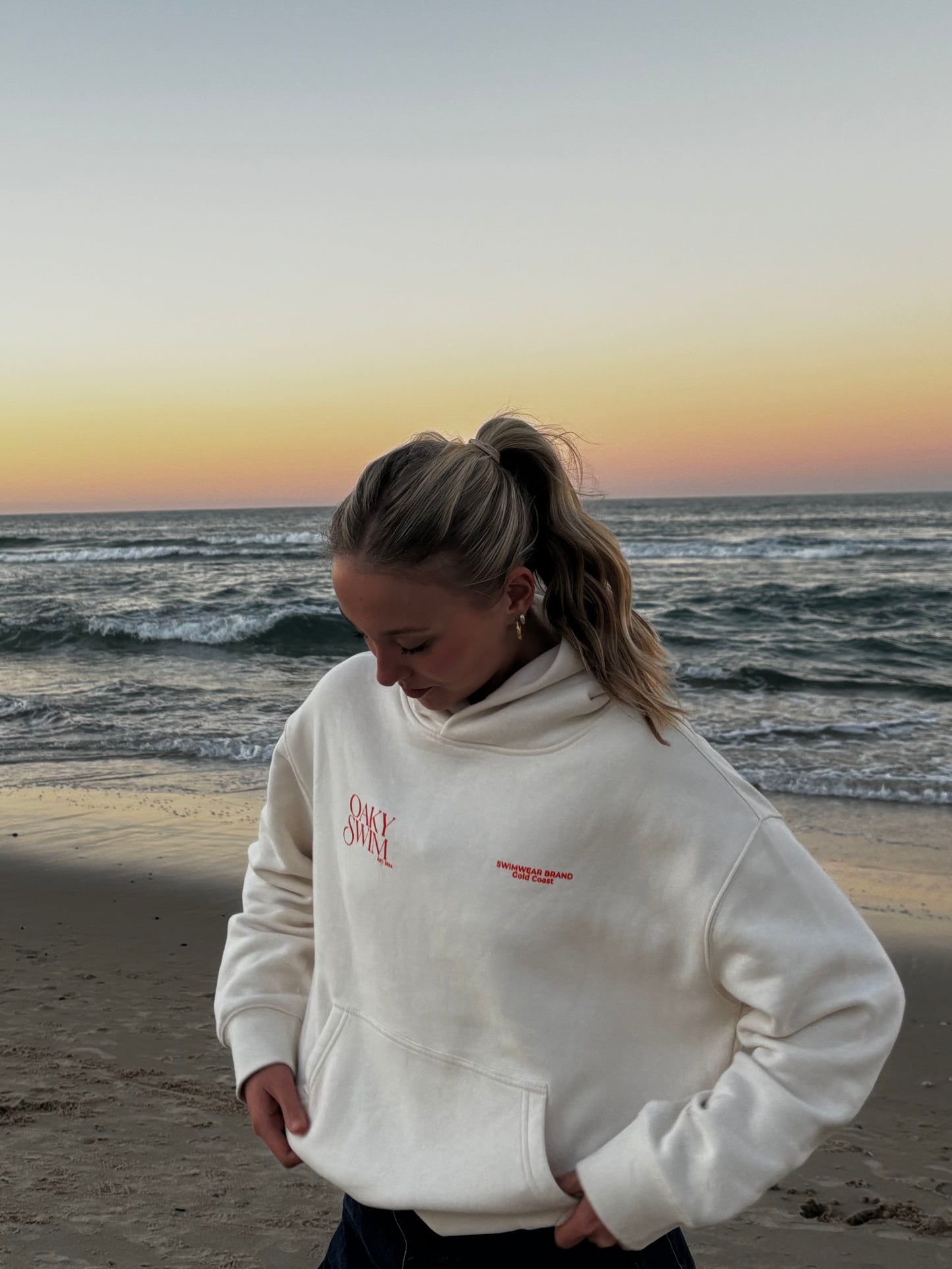 Oaky Swim Relax Hoodie Ecru